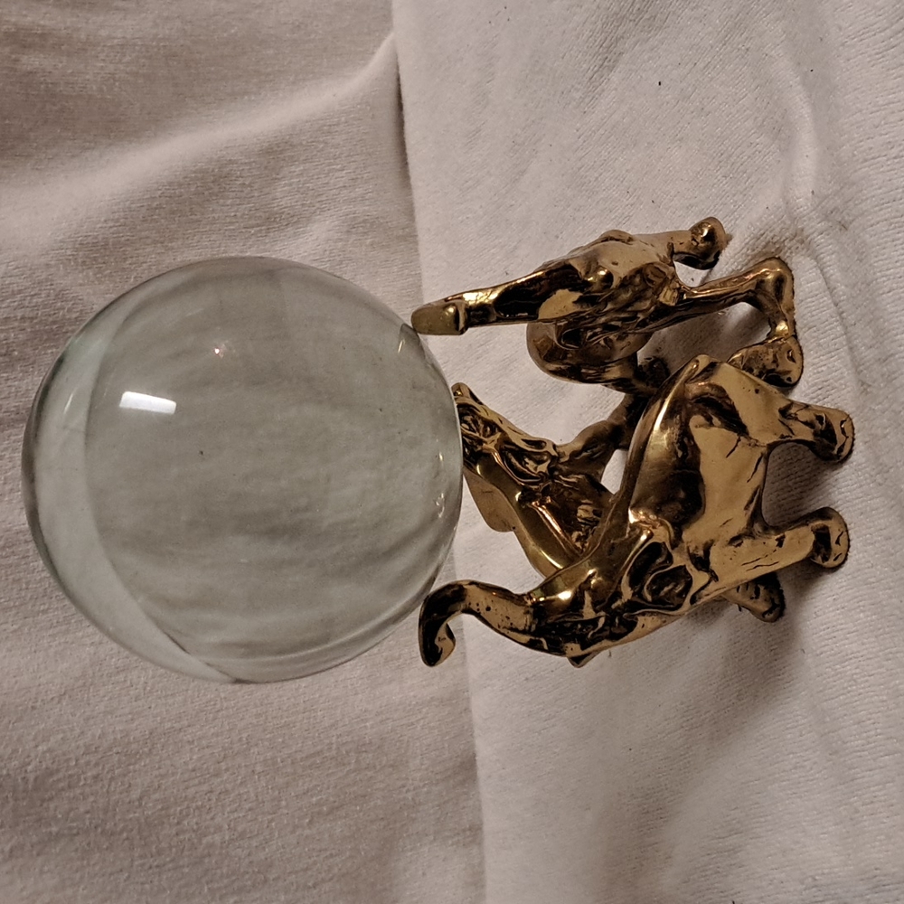 Crystal Ball with Brass Elephant Stand